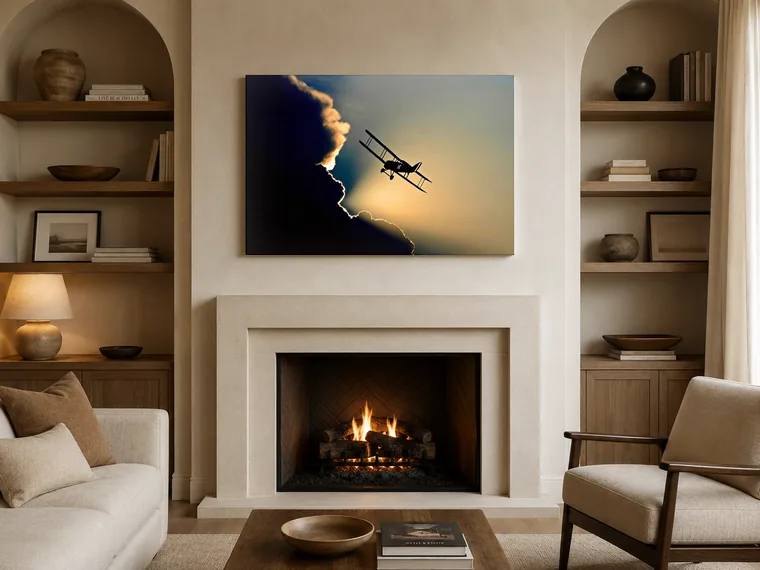 Landscape canvas hung on a wall