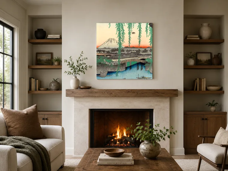 Square canvas hung on a wall